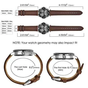BISONSTRAP Watch Strap 18mm, Vintage Leather Replacement Watch Band, Brown