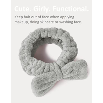 Cute Spa Headbands for Women - Soft Bow Design Face Wash Headband