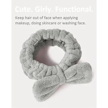 Cute Spa Headbands for Women - Soft Bow Design Face Wash Headband