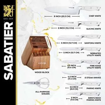 Sabatier 15-Piece Knife Block with Sharpener Set