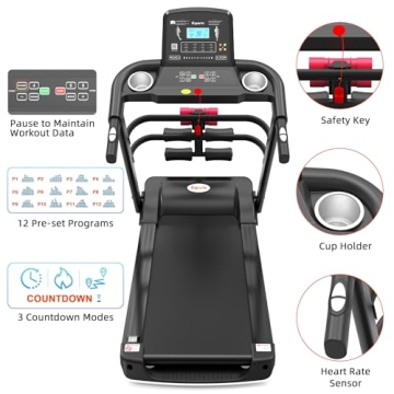 Compact Ksports Electric Treadmill with Incline & Dumbbells