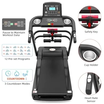 Compact Ksports Electric Treadmill with Incline & Dumbbells
