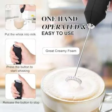 Milk Frother Electric Mixer Coffee - Battery Operated Whisk Handheld Drink Stirrer Mixing Wand - Mini Coffee Foam Blender Hand Held for Matcha, Latte, Cappuccino, Frappe, Chocolate