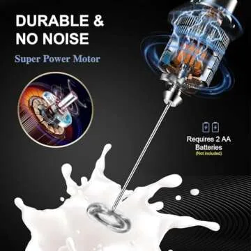 Milk Frother Electric Mixer Coffee - Battery Operated Whisk Handheld Drink Stirrer Mixing Wand - Mini Coffee Foam Blender Hand Held for Matcha, Latte, Cappuccino, Frappe, Chocolate
