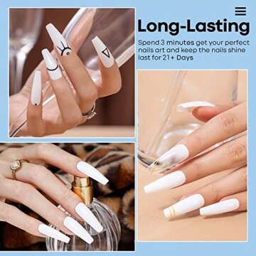 Modelones Dip Powder White Color, Nail Dipping Powder French Nail Art Powder Pro Collection System f...