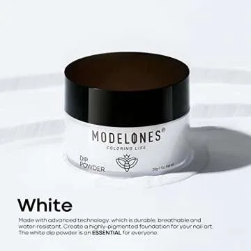 Modelones Dip Powder White Color, Nail Dipping Powder French Nail Art Powder Pro Collection System for Starter Manicure Salon DIY at Home, Odor-Free, Long-Lasting, No Needed Nail Lamp Cured, 1 Oz