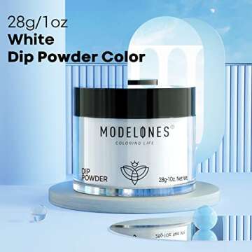 Modelones Dip Powder White Color, Nail Dipping Powder French Nail Art Powder Pro Collection System for Starter Manicure Salon DIY at Home, Odor-Free, Long-Lasting, No Needed Nail Lamp Cured, 1 Oz