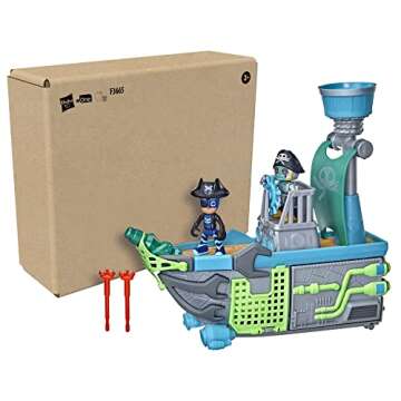 PJ Masks Sky Pirate Battleship Preschool Toy, Vehicle Playset with 2 Action Figures, Projectile Laun...