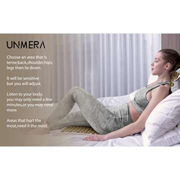 UNMERA Acupressure Mat and Pillow Set,Natural Premium Linen & Coconut Fiber Filling,FSA/HSA Eligible,for Back/Neck Pain Relief, Sciatic, Headache and Muscle Relaxation, Comes with Carrying Bag