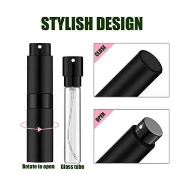 IRON BILL 8ML Mini Atomizer Perfume Travel (Matte Black&Silver&Pink) Refillable Bottle Portable Spray Bottle for Cologne and Perfume (3pcs)