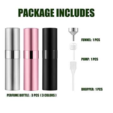 IRON BILL 8ML Mini Atomizer Perfume Travel (Matte Black&Silver&Pink) Refillable Bottle Portable Spray Bottle for Cologne and Perfume (3pcs)