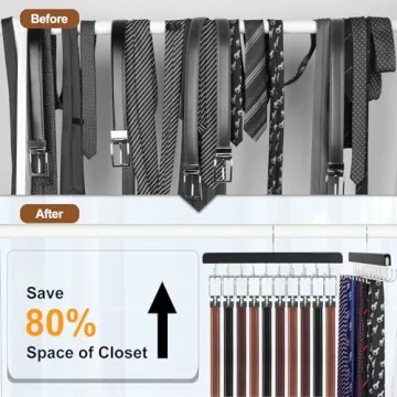 TOPIA 2 in 1 Belt Tie Hanger Storage for 30 Belts and Ties