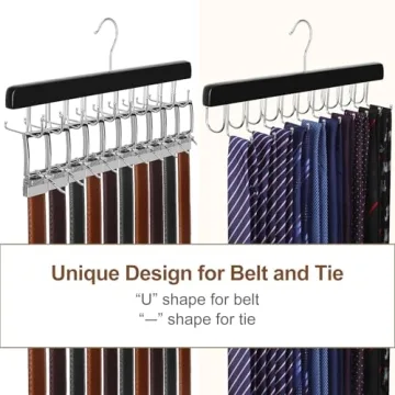 TOPIA 2 in 1 Belt Tie Hanger Storage for 30 Belts and Ties
