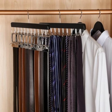 TOPIA 2 in 1 Belt Tie Hanger Storage for 30 Belts and Ties