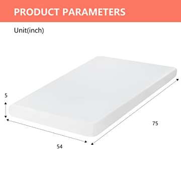FDW 5 Inch Gel Memory Foam Mattress Medium-Firm Mattress for Pressure Relief & Cooler Sleep Mattress...