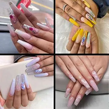 INFELING Clear Coffin Nails Tips - Nail Tips for Acrylic Nails Professional, 500pcs Half Cover Ballerina French Nail Tips with Box, False Fake Nail Tips for Nail Salons Home Christmas Gift, 10 Sizes