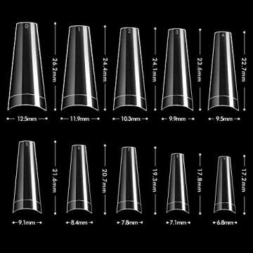 INFELING Clear Coffin Nails Tips - Nail Tips for Acrylic Nails Professional, 500pcs Half Cover Ballerina French Nail Tips with Box, False Fake Nail Tips for Nail Salons Home Christmas Gift, 10 Sizes