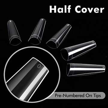 INFELING Clear Coffin Nails Tips - Nail Tips for Acrylic Nails Professional, 500pcs Half Cover Ballerina French Nail Tips with Box, False Fake Nail Tips for Nail Salons Home Christmas Gift, 10 Sizes
