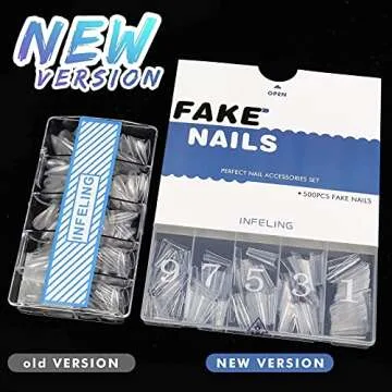 INFELING Clear Coffin Nails Tips - Nail Tips for Acrylic Nails Professional, 500pcs Half Cover Ballerina French Nail Tips with Box, False Fake Nail Tips for Nail Salons Home Christmas Gift, 10 Sizes