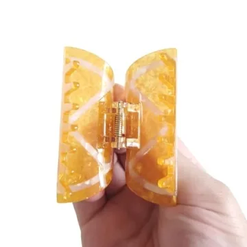 Chic Orange Claw Clips for Women in Cellulose Acetate