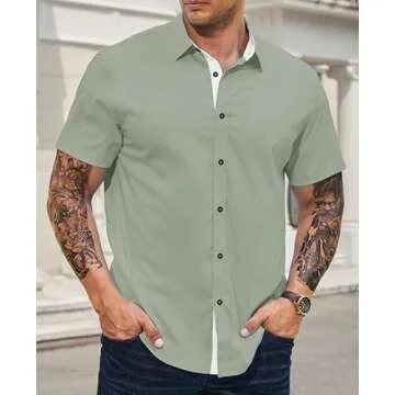 JMIERR Men's Slim Fit Wrinkle-Free Button-Down Shirt
