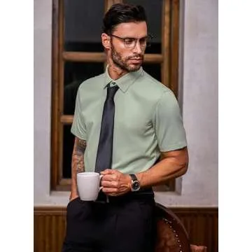 JMIERR Men's Slim Fit Wrinkle-Free Button-Down Shirt