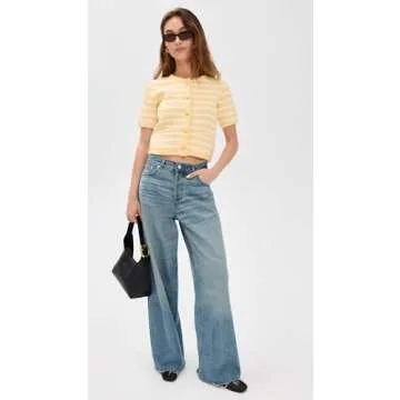 Stylish English Factory Women's Knit Striped Sweater Cardigan