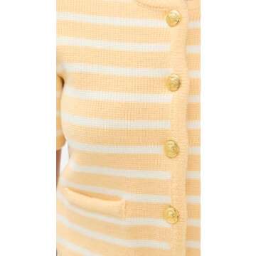 Stylish English Factory Women's Knit Striped Sweater Cardigan