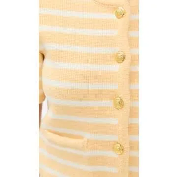 Stylish English Factory Women's Knit Striped Sweater Cardigan