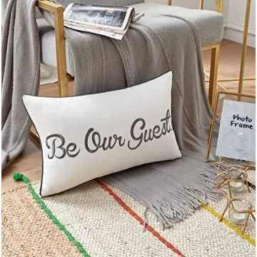 Elegant Be Our Guest Lumbar Pillow Cover for Home Decor