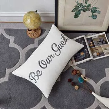 Elegant Be Our Guest Lumbar Pillow Cover for Home Decor