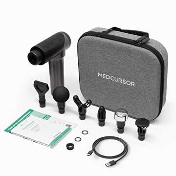 Medcursor Massage Gun, High Intensity Brushless Motor, Handheld Percussion Deep Tissue Massager with 6 Massage Heads for Sore Muscle and Stiffness, FSA and HSA Eligible, Gifts for Father/Dad (Gray)