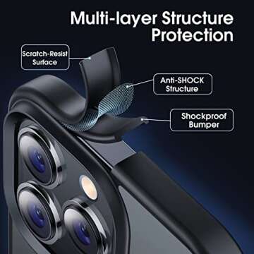 CASEKOO for iPhone 14 ProMax Case Matte Shockproof, [Never Yellow] [10FT Mil-Grade Drop Protection] Translucent Slim Cover Women Men for iPhone 14 Pro Max Case, Frosted Black