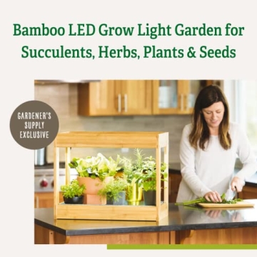 Bamboo Grow Light Stand for Indoor Plants and Herbs