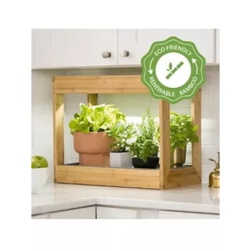 Bamboo Grow Light Stand for Indoor Plants and Herbs