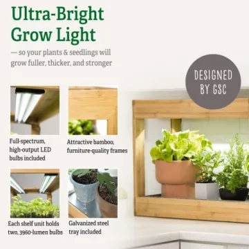 Bamboo Grow Light Stand for Indoor Plants and Herbs
