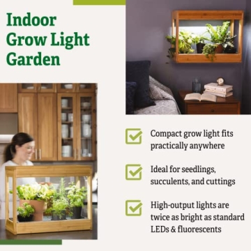 Bamboo Grow Light Stand for Indoor Plants and Herbs