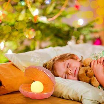 IMIKEYA Shell Pearl Light LED Accent Lamp Portable Night Light Pearl in Shell Desktop Ornament Home ...