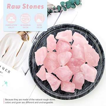 Hilitchi 1lb Bulk Raw Rose Quartz Stone Rough Crystal Stone for Cabbing, Tumbling, Cutting, Polishing, Wire Wrapping,Gem Mining, Wicca, Reiki and Crystal Healing