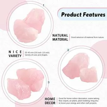 Hilitchi 1lb Bulk Raw Rose Quartz Stone Rough Crystal Stone for Cabbing, Tumbling, Cutting, Polishing, Wire Wrapping,Gem Mining, Wicca, Reiki and Crystal Healing