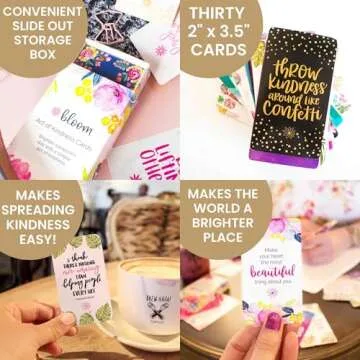 bloom daily planners Act of Kindness Deck - Set of 30 Mini Encouragement Cards with Positive Quotes - Small 2” x 3.5" Cards - Assorted Designs