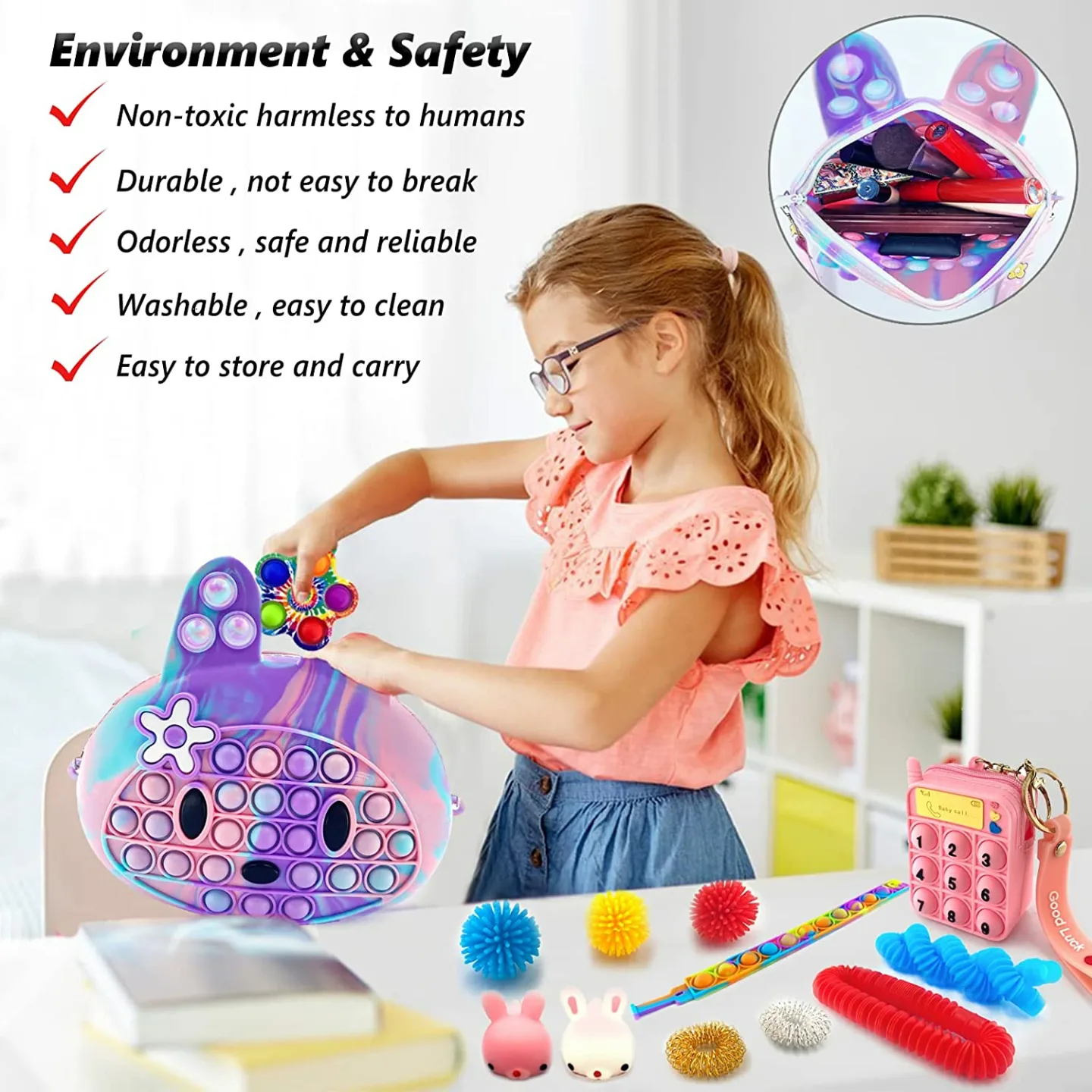 Exun Fidget Crossbody Purse for Kids' Fun