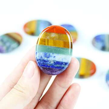 Nvzi Worry Stones - Chakra Healing Crystals for Meditation