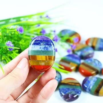 Nvzi Worry Stones - Chakra Healing Crystals for Meditation