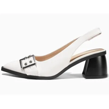 Coutgo Chunky Block Low Heels - Women’s Dressy Pumps