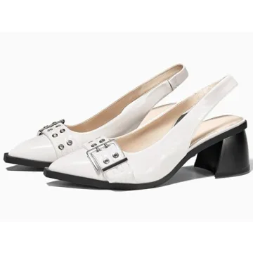 Coutgo Chunky Block Low Heels - Women’s Dressy Pumps