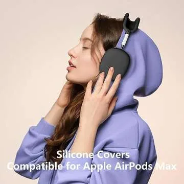 Silicone Case Cover for AirPods Max, Ear Pad Case Cover/Ear Cups Cover/Headband Cover for AirPods Max Headphones, Accessories Soft Silicone Protector for Apple AirPods Max New USB-C (2024) (Black)