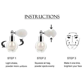 Shimmering Spray Powder Sparkle Powder, Glitter Dust Spray Gloss Powder Spray Contour Make Up Glitter Eyeshadow Pressed Powder Loose Powder Spray for Face Body Hair Nails Makeup(Pearl White)