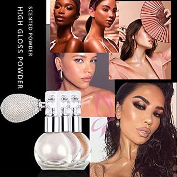 Shimmering Spray Powder Sparkle Powder, Glitter Dust Spray Gloss Powder Spray Contour Make Up Glitter Eyeshadow Pressed Powder Loose Powder Spray for Face Body Hair Nails Makeup(Pearl White)