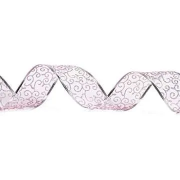 WRAPAHOLIC Christmas Wired Ribbon - Pink Glitter Design